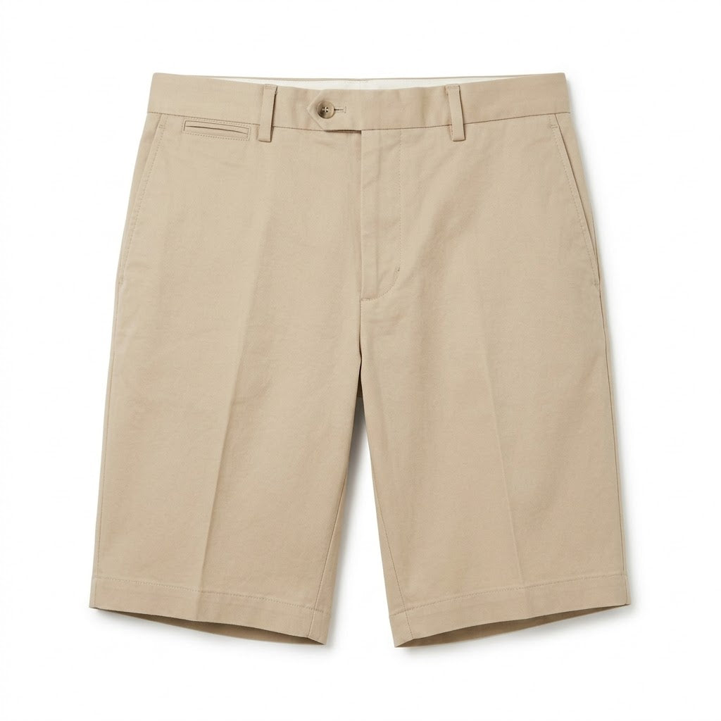 Beige Tailored Cotton-Blend Shorts