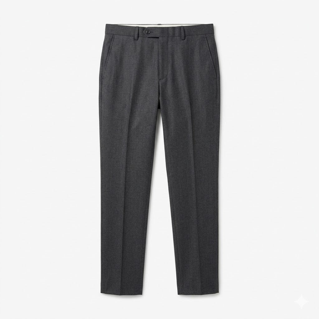 Charcoal Grey Wool-Blend Trousers