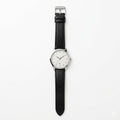 Classic Silver Watch with Black Leather Strap