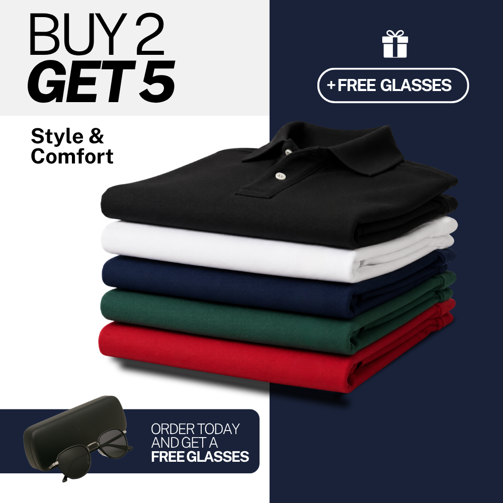 POLO SHIRTS KIT [PAY 2 GET 5] + FREE GLASSES