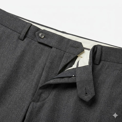 Charcoal Grey Wool-Blend Trousers